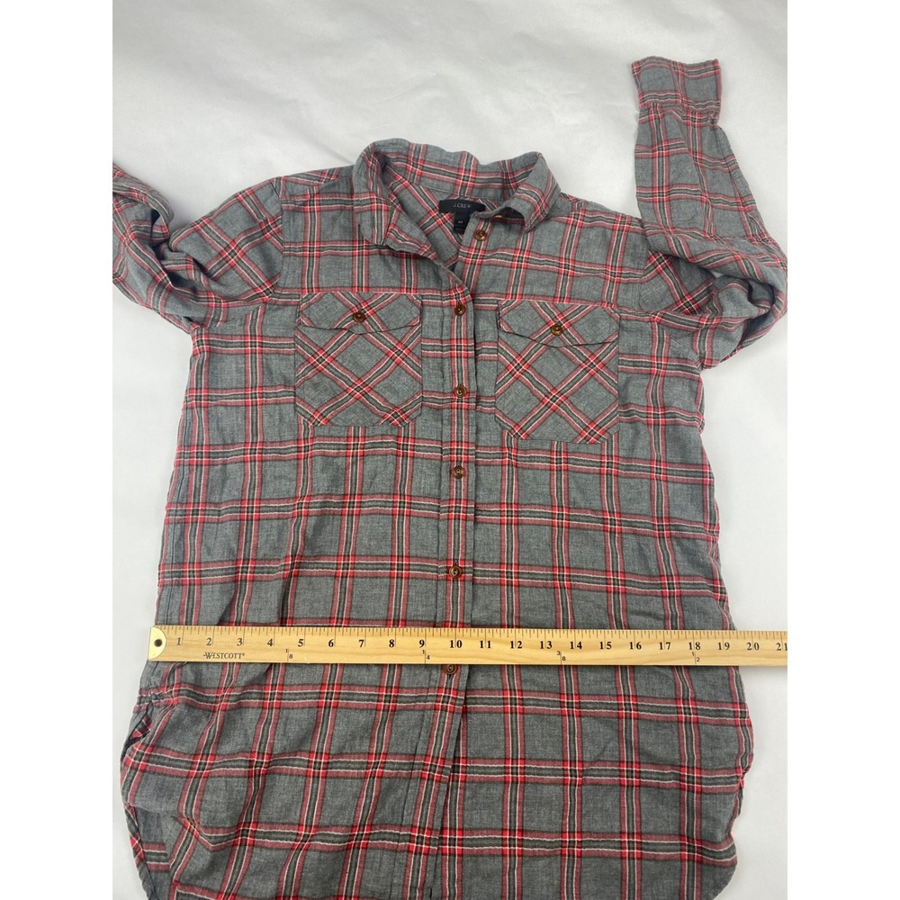 J. Crew Plaid Tunic Shirt Women's Size 4T Tall Gray Red - Picture 11 of 15